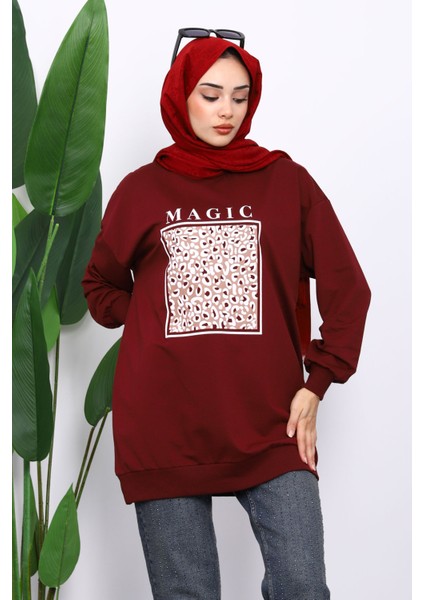 Mürdüm Bisiklet Yaka Baskılı Sweat modelleri