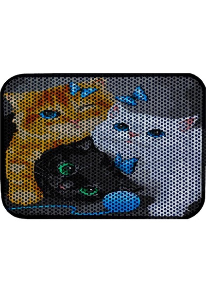 Büyük Boy Elekli Tuvalet Önü Desenli Kedi Kumu Paspası | 60X80 cm | Kum Toplayıcı Halı