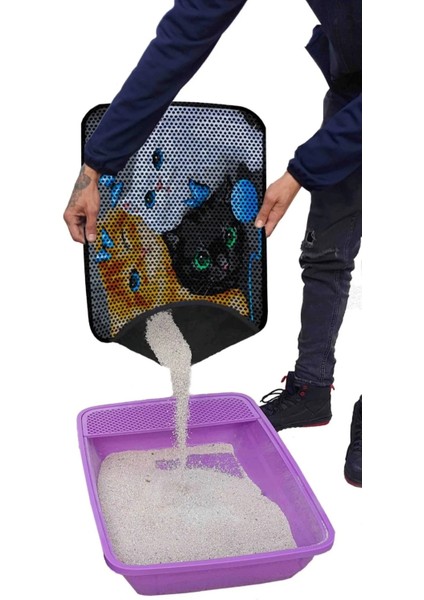 Büyük Boy Elekli Tuvalet Önü Desenli Kedi Kumu Paspası | 60X80 cm | Kum Toplayıcı Halı modelleri