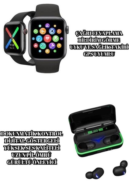 Ucuz ve Kaliteli Kulaklıklı Saat Seti Bluetooth Bağlantılı Akıllı Saat ve Kul - N186J049-M67