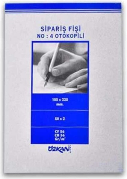 Sipariş Fişi No:4 – 155×225 Mm, 50X2 Nüsha, Otokopili 2li Set