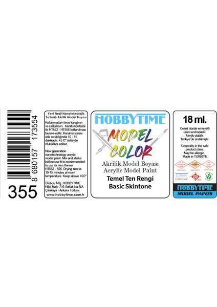 Hobbytime 355 18 Ml. Temel Ten Rengi (Basic Skintone), Akrilik Model Boyası fiyatları