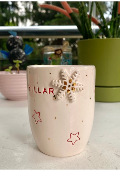 El Yapımı Seramik Gerçek 24K Altın Dekorlu Mutlu Yıllar Kupa fiyatları