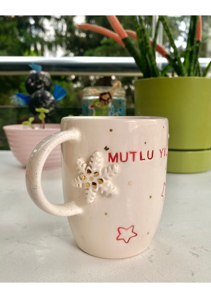 El Yapımı Seramik Gerçek 24K Altın Dekorlu Mutlu Yıllar Kupa modelleri