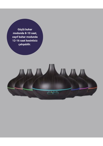 550 ml Ultrasonik Uçucu Yağ Difüzörü 7 Renk LED Işıklı ve Zaman Ayarlı - M805B890-N95805 modelleri