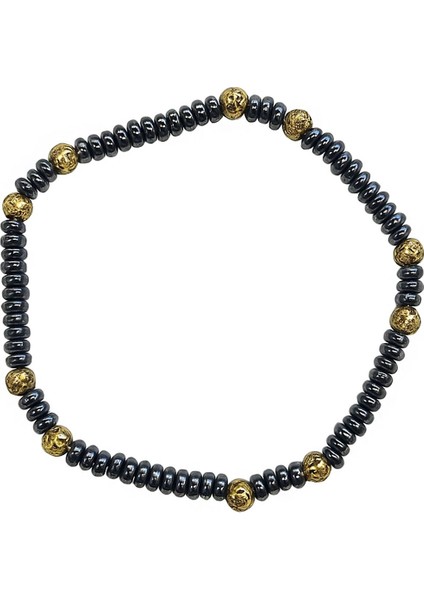 Lastikli Doğal Hematit Taşlı Erkek Bileklik EY42