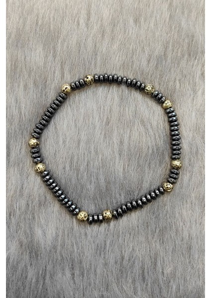 Lastikli Doğal Hematit Taşlı Erkek Bileklik EY42 fiyatları