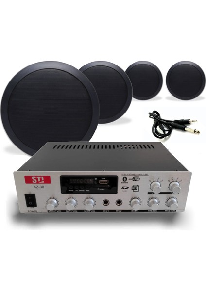 4 Tavan Hoparlörlü 100V Anfi Ses Sistemi | Kafe Mağaza Ofis Müzik Seti
