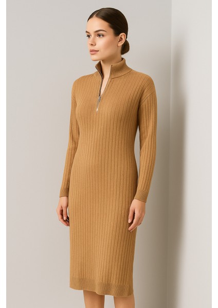 Yeni Sezon Fitilli Fermuar Detaylı Uzun Elbise fırsatları