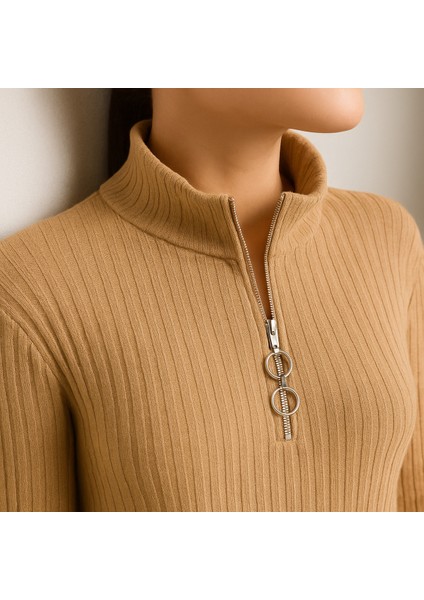 Yeni Sezon Fitilli Fermuar Detaylı Uzun Elbise indirimleri