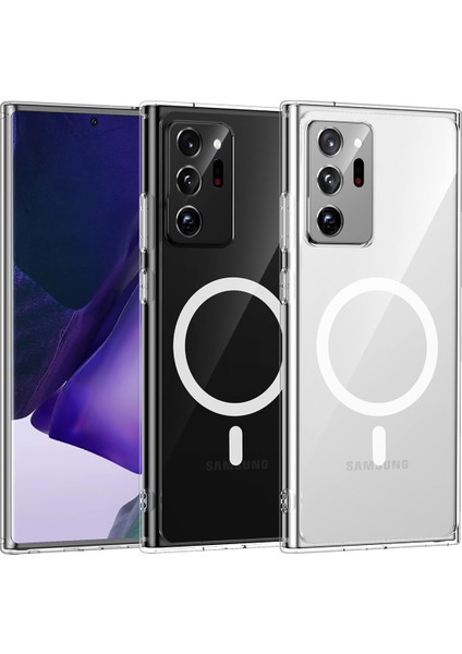 Samsung Note 20 Ultra Kılıf Sararmaz Slim Magsafe Kablosuz Şarj Uyumlu Manyetik Sert Şeffaf Kapak