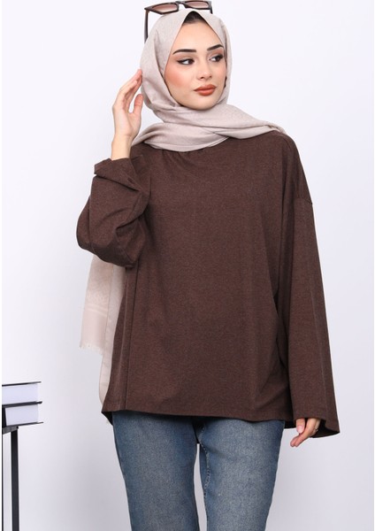 Kahverengi Yarım Balıkçı Yaka Bluz
