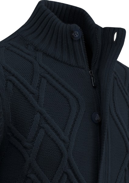 Erkek Kalın Örgü Triko Hırka Düğmeli ve Fermuarlı Cepli Klasik Kalıp - 5248M modelleri