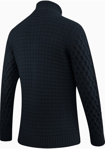 Erkek Kalın Örgü Triko Hırka Düğmeli ve Fermuarlı Cepli Klasik Kalıp - 5248M fırsatları