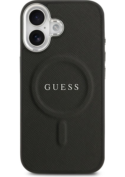 iPhone 17 Uyumlu Kılıf Guess Lisanslı M-Safe Şarj Özellikli Klasik Yazı Logolu Pu Deri Kapak Siyah modelleri