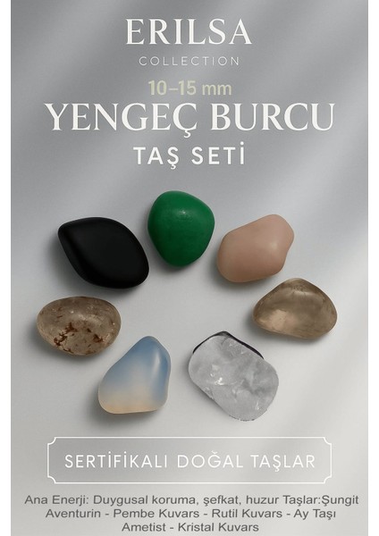 Sertifikalı Yengeç Burcu Doğal Taş Kütle Seti 10-15 mm - Şefkat Huzur ve Koruma Enerjisi