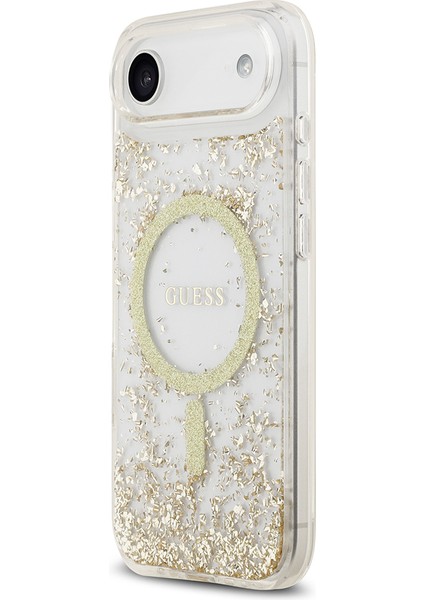 iPhone 17 Air Uyumlu Kılıf Guess Lisanslı M-Safe Şarj Özellikli Transparan Resin Bottom Kapak Gold fiyatları