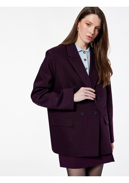 Düğmeli Cep Detaylı Uzun Kollu Kruvaze Yaka Blazer Ceket fiyatları