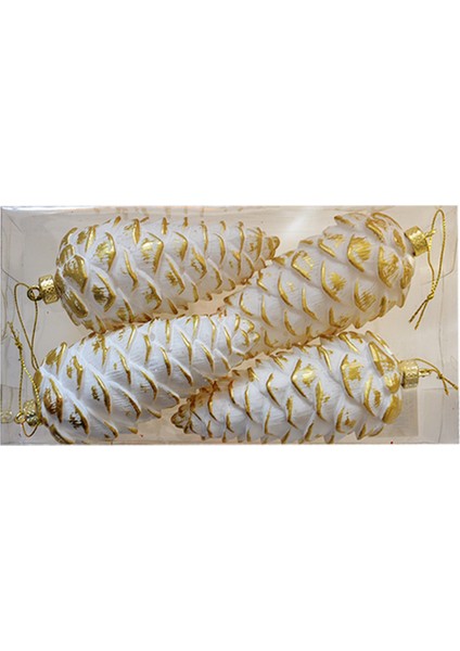 14 cm Yılbaşı Ağaç Süsü Kozalak 4lü Pvc Kutulu fiyatları