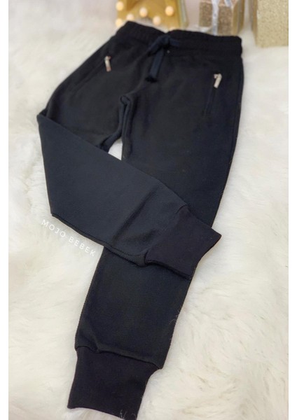 Erkek Çocuk Petek Eşofman Altı 5043 Siyah