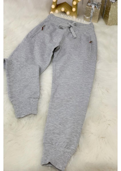 Erkek Çocuk Fermuarlı Cepli Eşofman Altı 04100 Gri