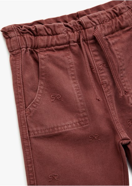 Pamuklu Loose Fit Beli Bağcıklı Cepli Denim Pantolon modelleri