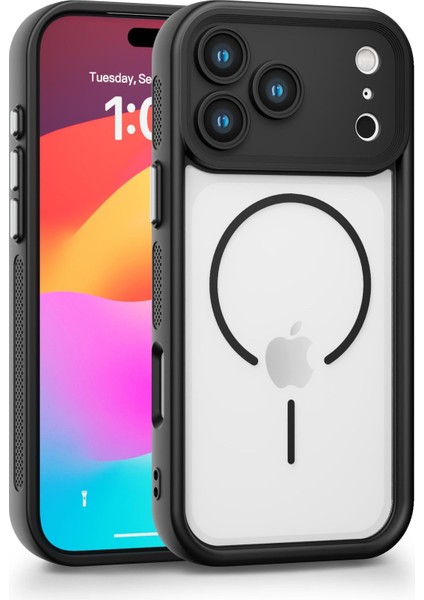 iPhone 17 Pro Max Uyumlu Kamera Korumalı Magsafe Wireless Şarj Özellikli Mat Silikon Siyah Renkli Silikon Telefon Kılıfı