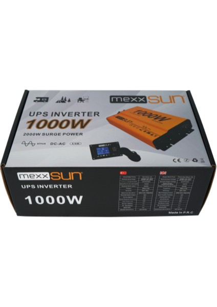 12 Volt 1000 Watt 1 Kw Ups Şarjlı Tam Sinüs Inverter - Invertor 220 Volt Çevirici