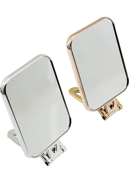Dikdörtgen 15X11.5CM Makyaj Aynası Çift Taraflı Bronz - Gümüş Pls.çerçeve Katlanır Ayaklı (5361)