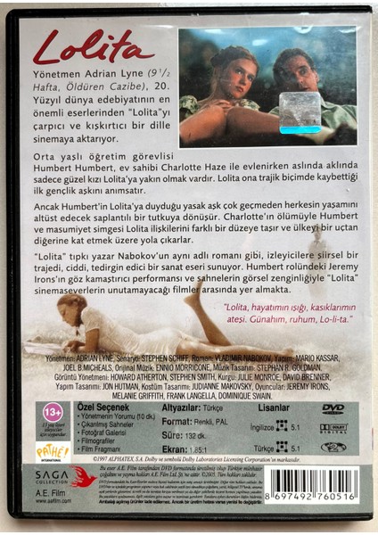 Lolita DVD (Orjinal Dönem Baskı Dvd) fiyatları