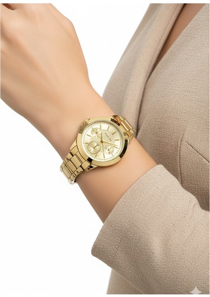 Kadın Kol Saati Altın Renk, Altın Kadran - Şık Metal Kordon, 2 Yıl Garantili modelleri