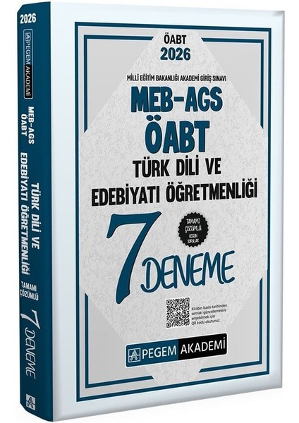 Pegem 2026 Öabt Meb-Ags Türk Dili ve Edebiyatı Öğretmenliği 7 Deneme Çözümlü Pegem Akademi Yayınları