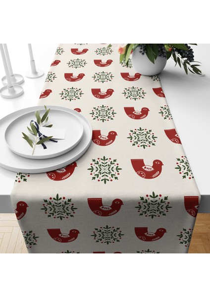 Dijital Baskılı Runner - Yılbaşı / Christmas Desenli - 140X40 cm