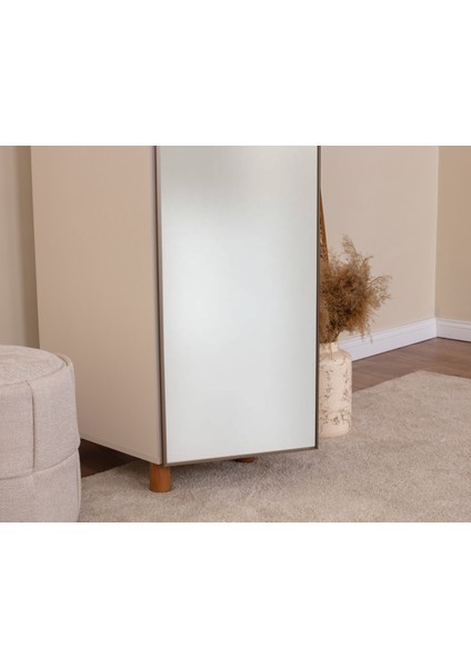 1 Kapaklı Gardırop – Krem Gövde, Aynalı Kapak indirimleri