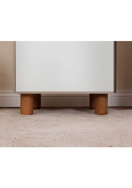 1 Kapaklı Gardırop – Krem Gövde, Aynalı Kapak