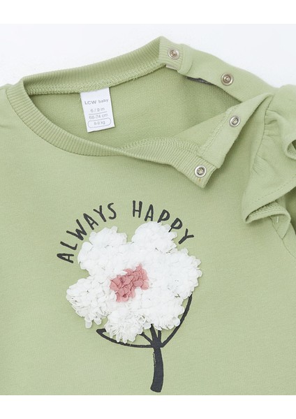 Yeni Sezon Bisiklet Yaka Uzun Kollu Baskılı Kız Bebek Sweatshirt ve Eşofman Alt 2'li Takım modelleri