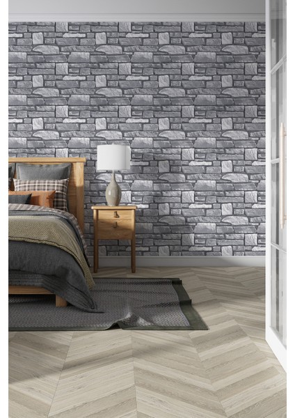 Duvar Kağıdı Eski Taş Duvar Desenli Silinebilir Tekstil Duvar Kağıdı