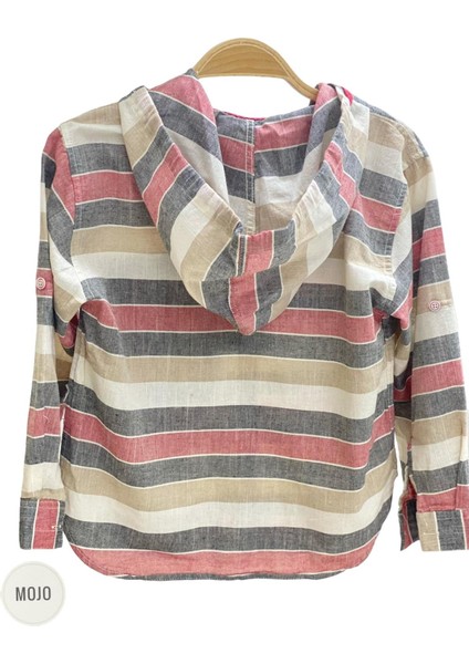 Mojo Erkek Çocuk Katlamalı Kol Kapüşonlu Keten Gömlek 23118 Gri