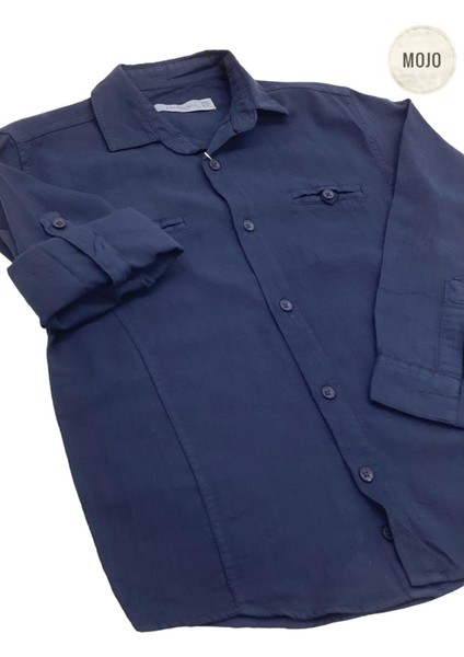Mojo Garson Erkek Çocuk Keten Gömlek 22135 Lacivert