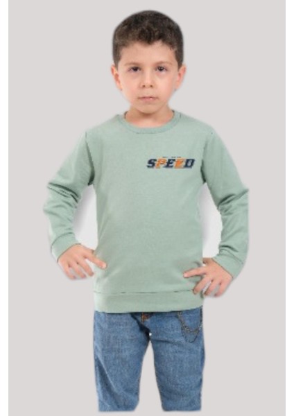 Erkek Çocuk 3-8 Yaş Speed Baskılı Şardonlu Sweatshirt 224473 Çağla Yeşili modelleri