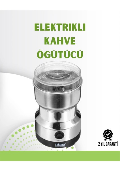 Kahve ve Baharat Değirmeni | Kompakt, Hafif, Hızlı Öğütme, Şeffaf Kapaklı, Kolay Kullanım