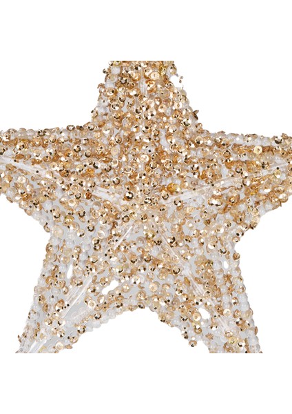 Yılbaşı Süsü, Yıldız, Gold-Beyaz - Asmalı, Akrilik Cam, Payetli, Bonc fiyatları