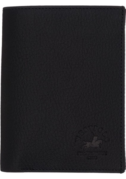 Hakiki Deri Kağıt Para ve Bozuk Para Bölmeli Fermuarlı Unisex Cüzdan - Siyah