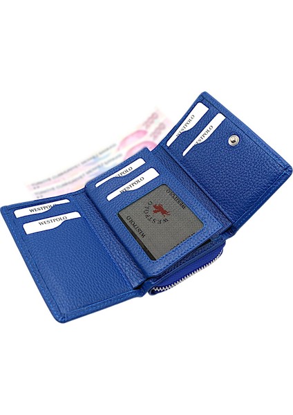 Saxa Kağıt Para ve Bol Kart Bölmeli Hakiki Deri Kadın Kartlık Cüzdan - Saks Mavi modelleri