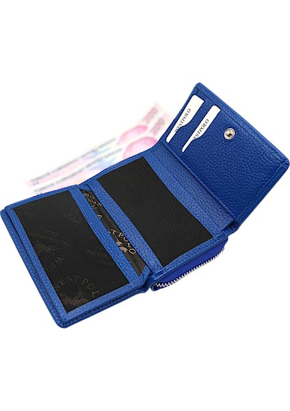 Saxa Kağıt Para ve Bol Kart Bölmeli Hakiki Deri Kadın Kartlık Cüzdan - Saks Mavi fırsatları
