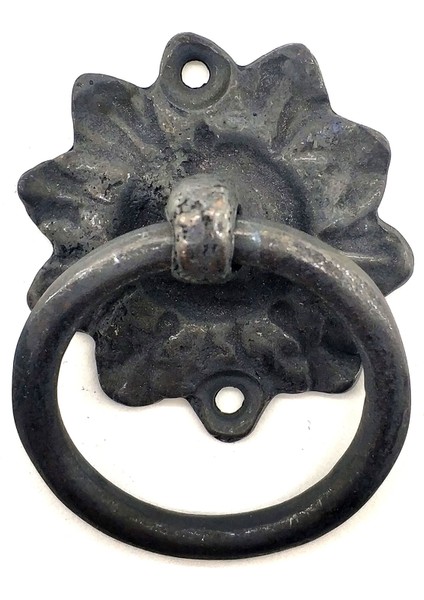 Antika Tarz Dekoratif Pirinç Çiçek Mobilya Kulbu, Kapı Kilit Halkası - 50MM, Oksit