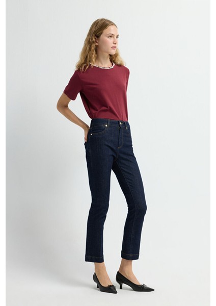 Boru Paça Denim Pantolon Lacivert 15345847000 fırsatları