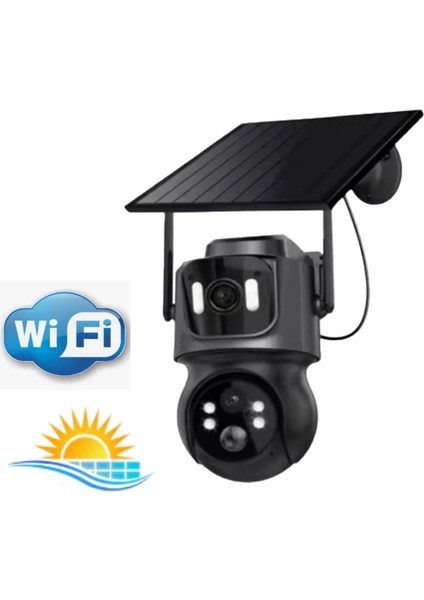 Çift Kameralı 3mp+3mp Wifi Solar Kablosuz Güvenlik Kamerası ARNA-1733