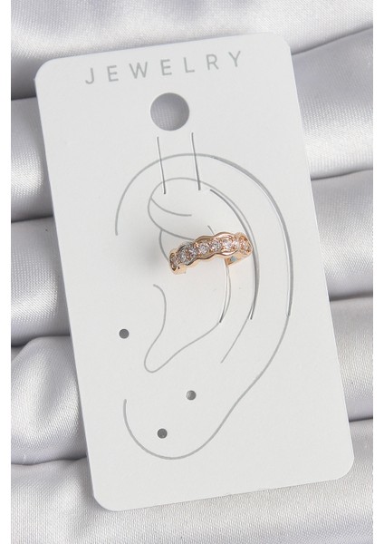 Pirinç Gold Renk Zirkon Taşlı Kadın Kıkırdak Küpe - TJ-BKP10571 fiyatları