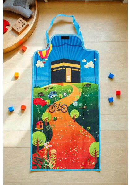 Kendinden Çantalı Katlanabilir Erkek Çocuk Seccadesi, Seyyar Askılı - Mavi